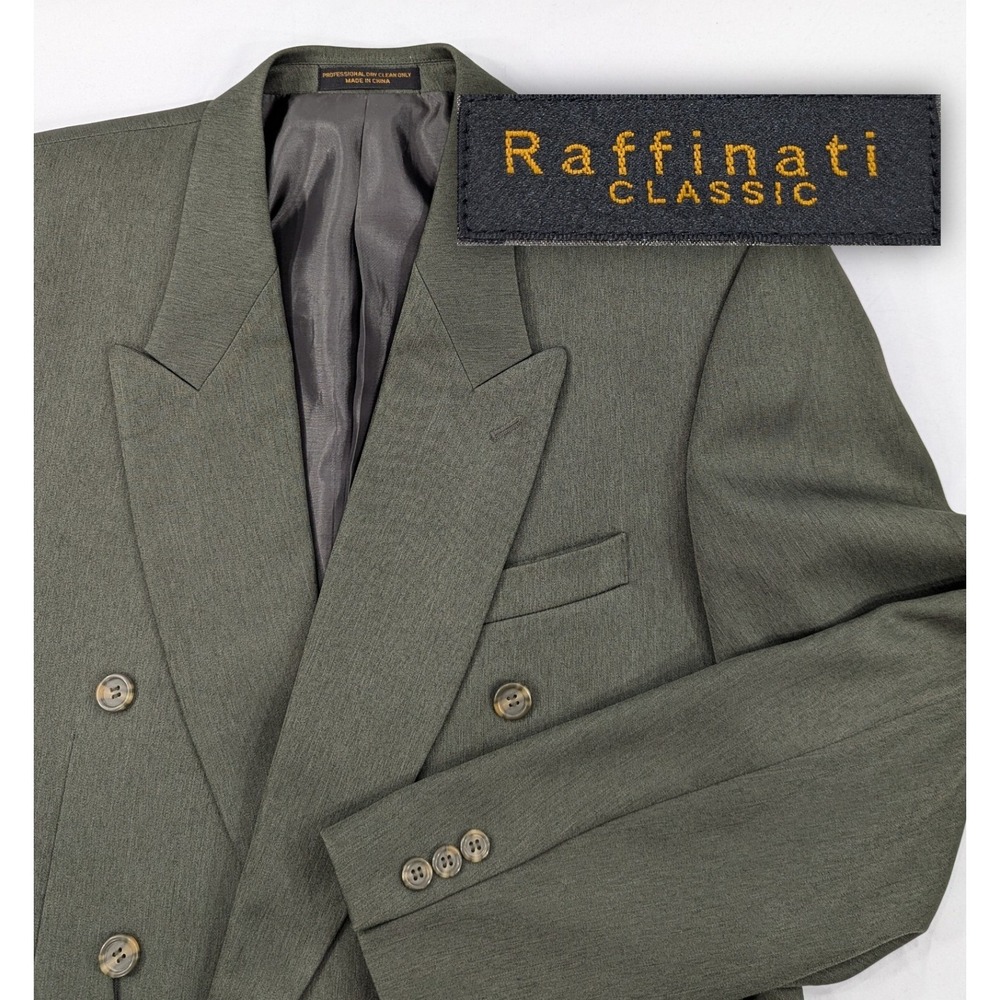 New Raffinati Classic Double Breasted Blazer Sports Suit Jacket Green Hatch 42L